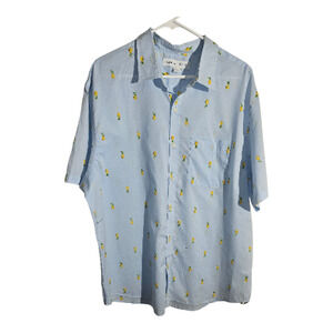 Old Navy Blue Pineapple Button Up Shirt Mens Size XXL